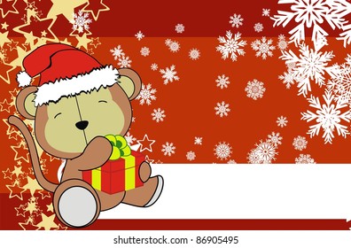 monkey baby cartoon xmas background in vector format