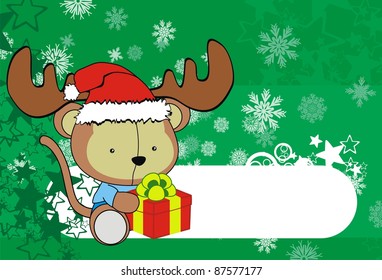 monkey baby cartoon xmas background in vector format