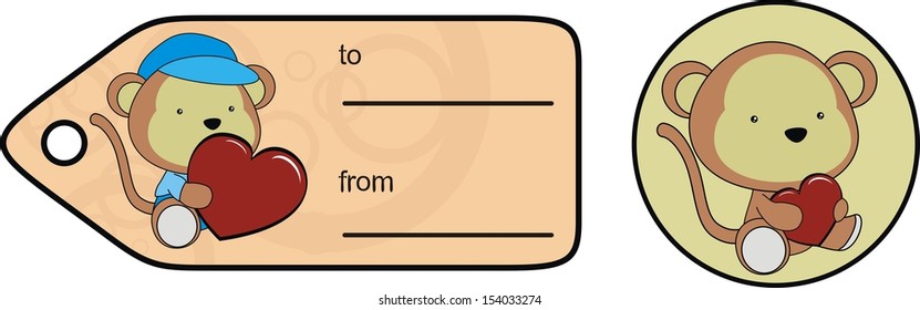  monkey baby love gift card sticker in vector format very easy to edit