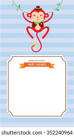 monkey baby shower invitation card