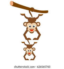 Monkey with baby - vector graphic