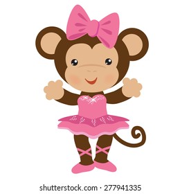 Monkey ballerina vector illustration