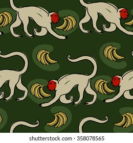 monkey and banana background vector