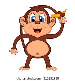 Monkey with banana cartoon