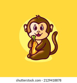 Monkey and Banana Cartoon Character for your business or merchandise