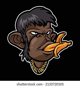 monkey banana cartoon logo hype illustration perfect for design