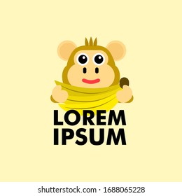 monkey and banana logo icon for kids food company