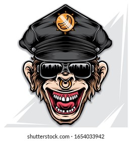 monkey banana officer logo vector