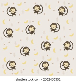 monkey and banana pattern background