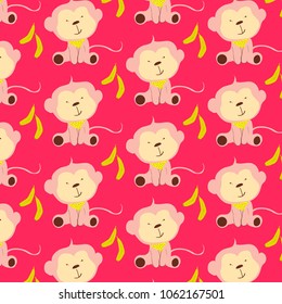 Monkey and banana pattern wallpaper