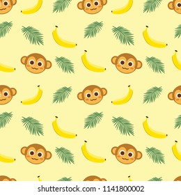 Monkey Banana Seamless Pattern