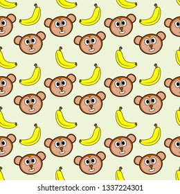 monkey and banana seamless pattern