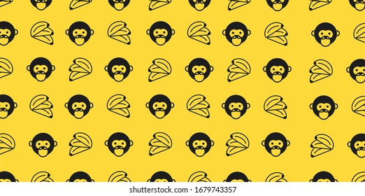 monkey and banana seamless pattern background vector .