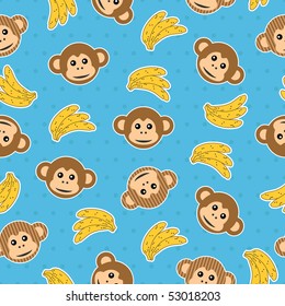 Monkey Banana Seamless Pattern Wallpaper Clipping Stock Vector (Royalty ...