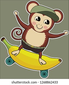 Monkey with banana skate
