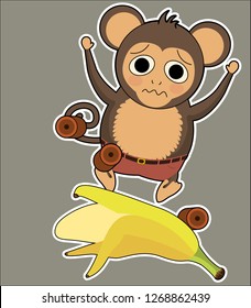 Monkey with banana skate
