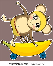 Monkey with banana skate