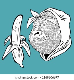 monkey and banana vector