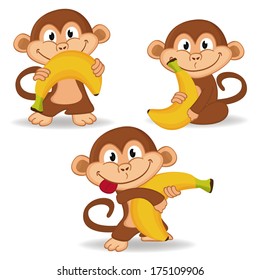 monkey and banana - vector illustration