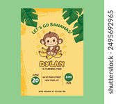 Monkey and Bananas Birthday Party Invitation
