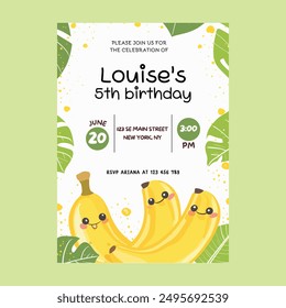 Monkey and Bananas Birthday Party Invitation