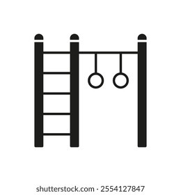 Monkey bar silhouette. Black simple pictogram of fitness outdoor equipment. Vector isolated element on white background