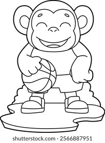Monkey Basketball player Basketball Animal Vector Graphic Art Illustration