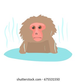 Monkey bathe icon. Cartoon illustration of monkey bathe vector icon for web isolated on white background