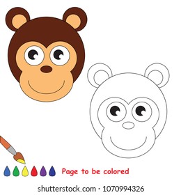 Monkey to be colored, the coloring book for preschool kids with easy educational gaming level.