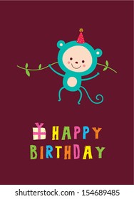 monkey birthday greeting card