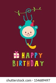 monkey birthday greeting card