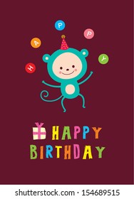 monkey birthday greeting card