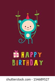 monkey birthday greeting card