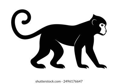 monkey black Silhouette vector art Illustration with white background