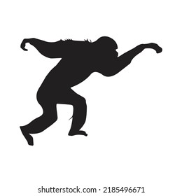 A monkey black silhouette vector design isolated on a white square background