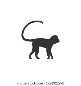 Monkey black silhouette vector on a white background