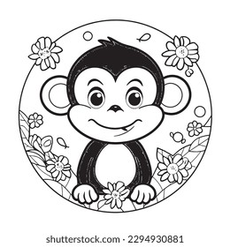 Páginas de colores en blanco y negro para niños, líneas simples, estilo de dibujos animados, alegres, lindos, divertidos, animales en el mundo