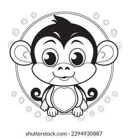 Páginas de colores en blanco y negro para niños, líneas simples, estilo de dibujos animados, alegres, lindos, divertidos, animales en el mundo