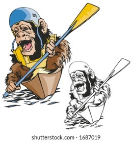 Monkey Boating Mascot. Great for t-shirt designs, school mascot logo and any other design work. Ready for vinyl cutting.