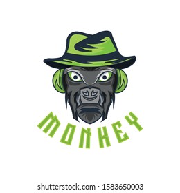 monkey boss mascot vector logo design illustration