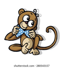 Monkey with a bow. Vector isolated illustration. Cartoon style.
Emotional little monkey with large expressive eyes - the symbol of 2016.