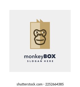 Monkey box design cartoon logo