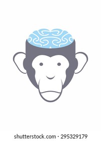 Monkey brain Blue. Animal Head vector illustration. 
