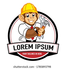 monkey builder mascot cartoon in vector