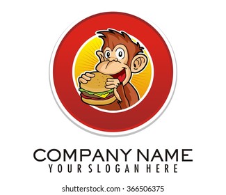 monkey burger logo mascot cartoon character image logo