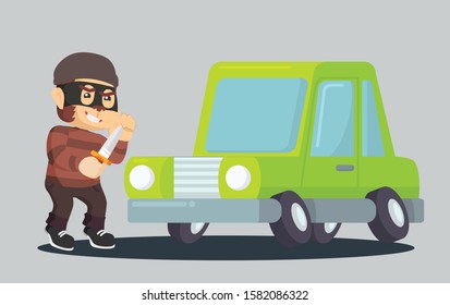 monkey burglar car vector illustration design