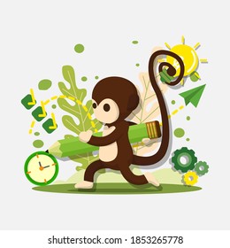 Monkey and business illustrations, perfect for backgrounds or web banner parts, etc.