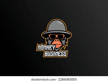 monkey business logo design premium mascot