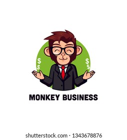 Monkey Business Man Character Mascot Logo Stock Vector (Royalty Free ...