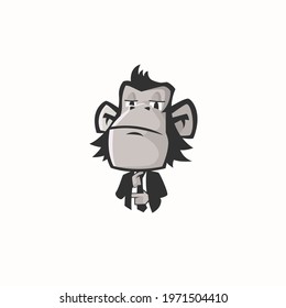 Monkey in business suit cartoon illustration